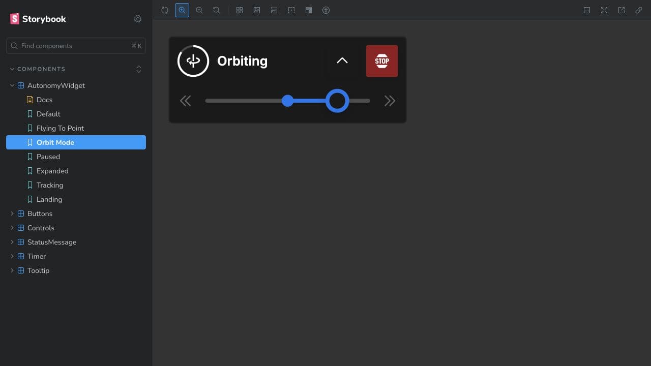 Skydio Autonomy Widget Orbit Mode in Storybook.